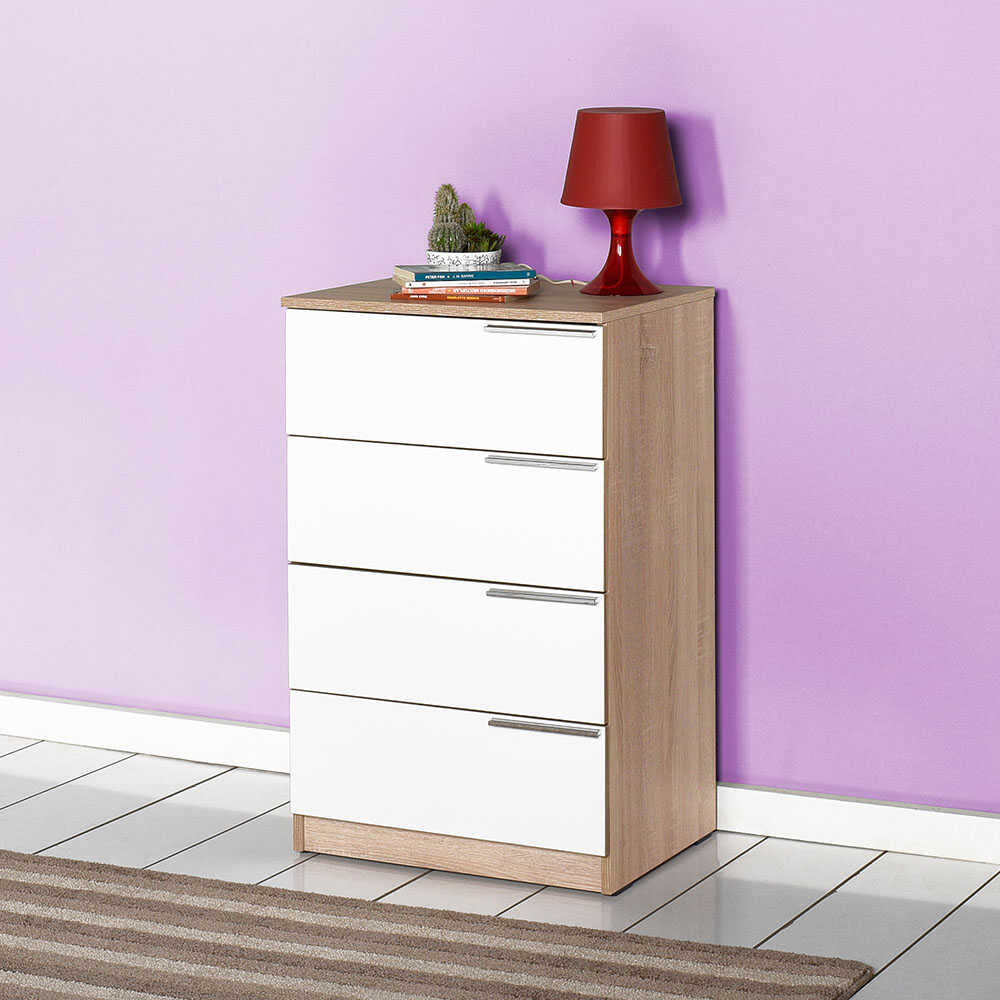 Plus Chest W/ 4 Drawers Sonoma & Diamond White SFN