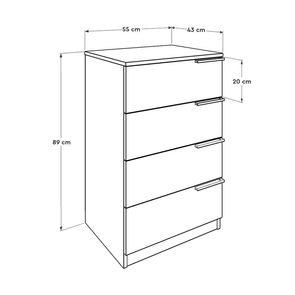 Plus Chest W/ 4 Drawers Sonoma & Diamond White SFN