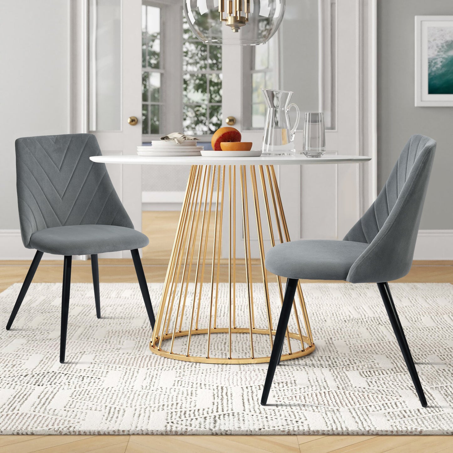 Dining Chairs Velvet Upholstered Metal Legs Smeg