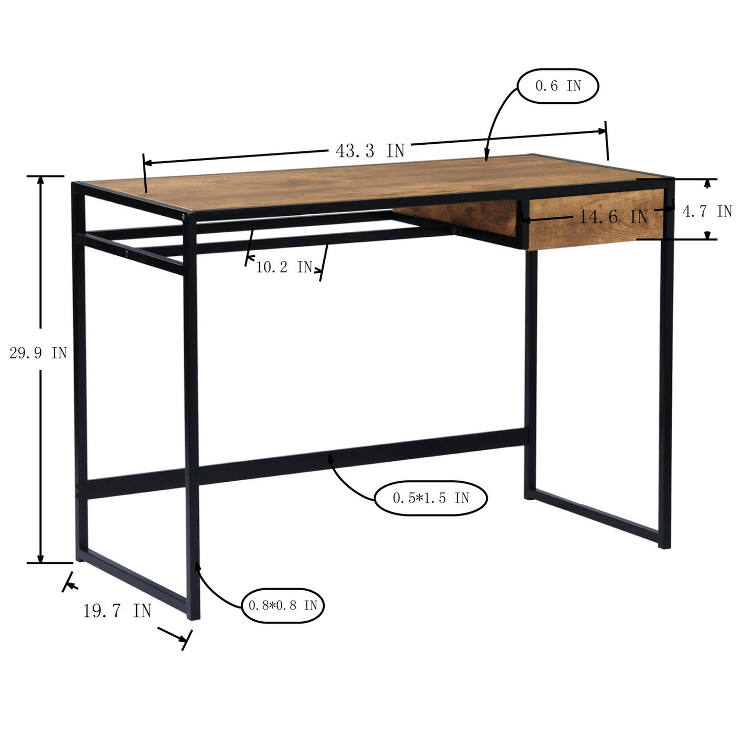 Computer Desk Simple Writing Office Table with Drawer Teund