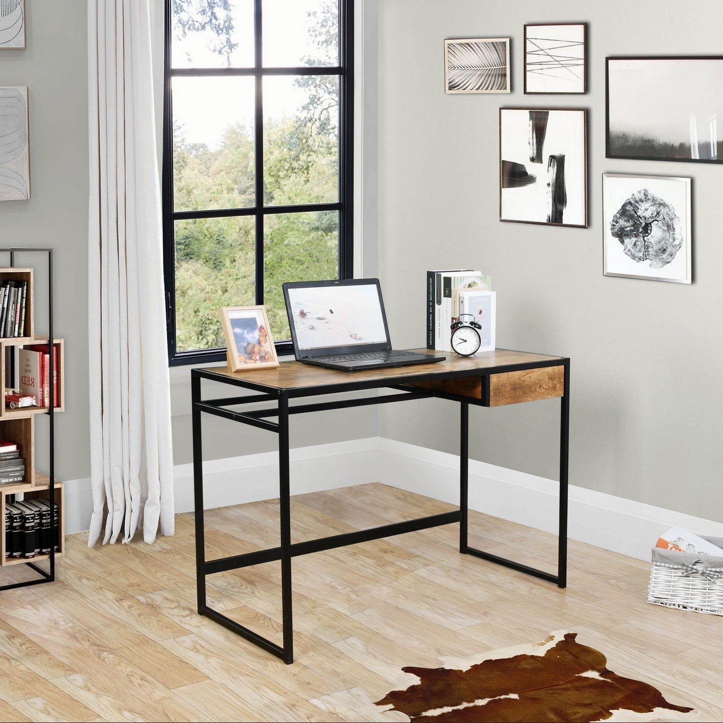 Computer Desk Simple Writing Office Table with Drawer Teund