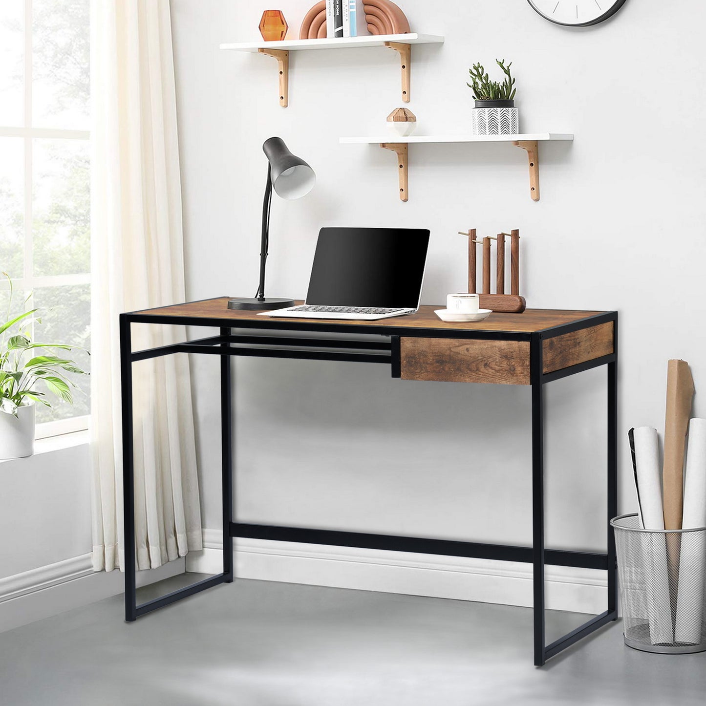 Computer Desk Simple Writing Office Table with Drawer Teund