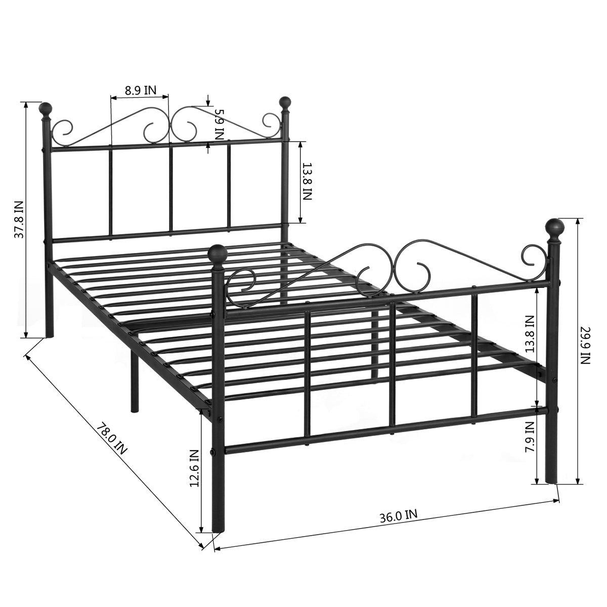 Single Bed Metal Bed Frame Tiki
