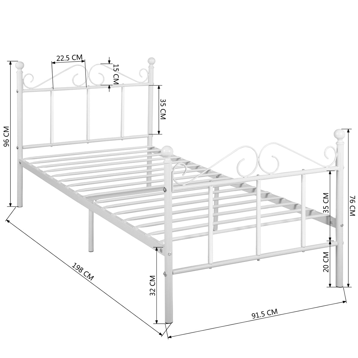 Single Bed Metal Bed Frame Tiki