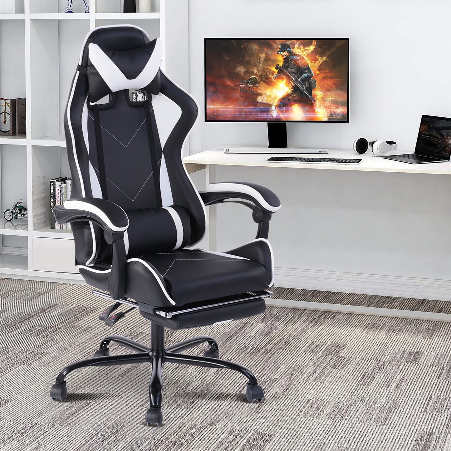 Gaming Chair Racing Office Chair Recliner Swivel Rocker with Headrest and Lumbar Pillow Todd