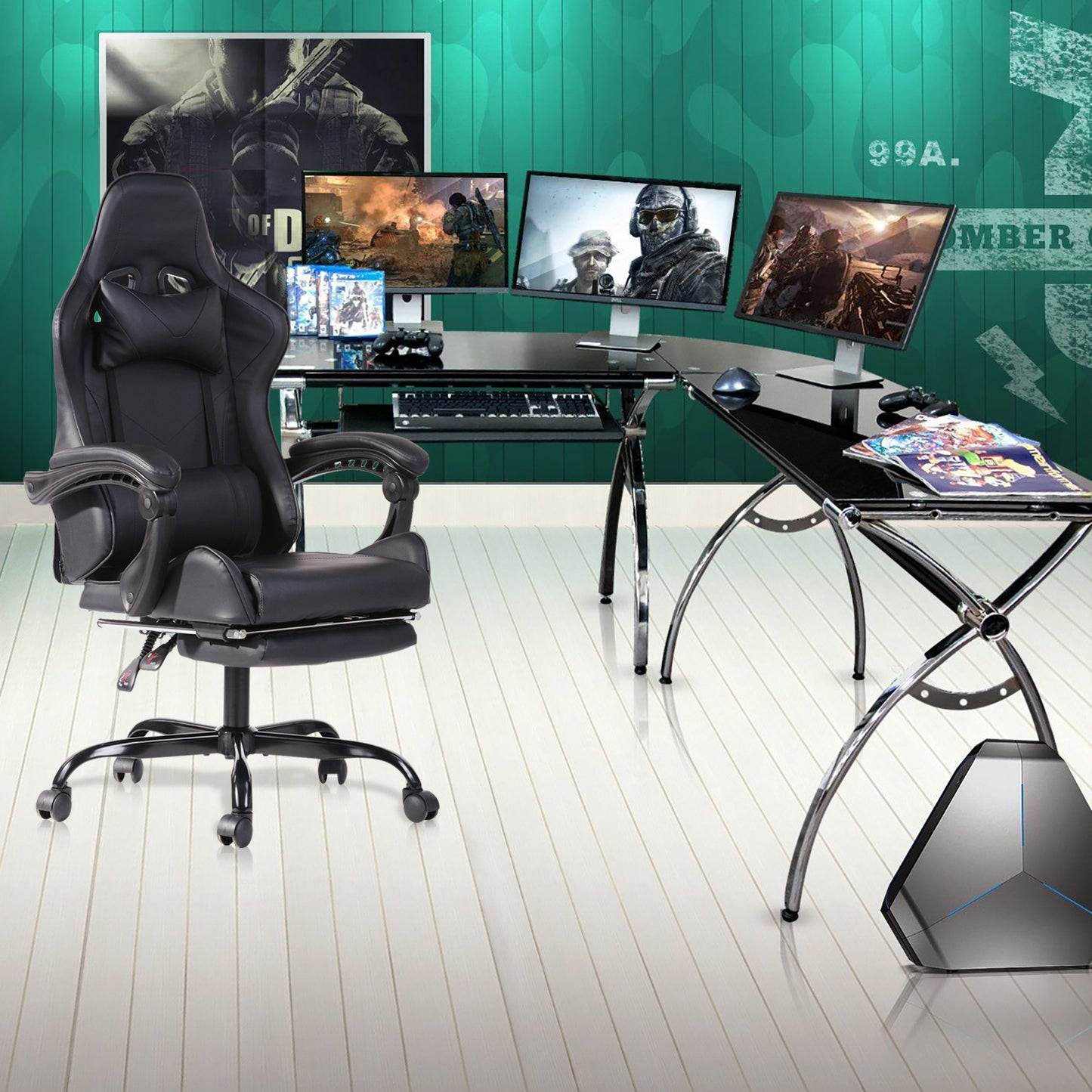 Gaming Chair Racing Office Chair Recliner Swivel Rocker with Headrest and Lumbar Pillow Todd