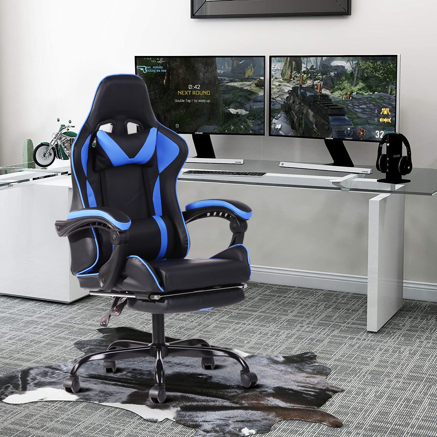 Gaming Chair Racing Office Chair Recliner Swivel Rocker with Headrest and Lumbar Pillow Todd