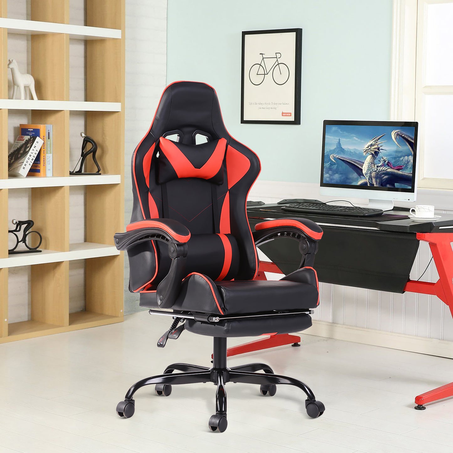 Gaming Chair Racing Office Chair Recliner Swivel Rocker with Headrest and Lumbar Pillow Todd