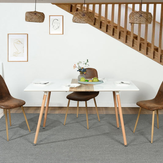 Modern Large Dining Table Rectangular Shape Wooden Legs Trumpet