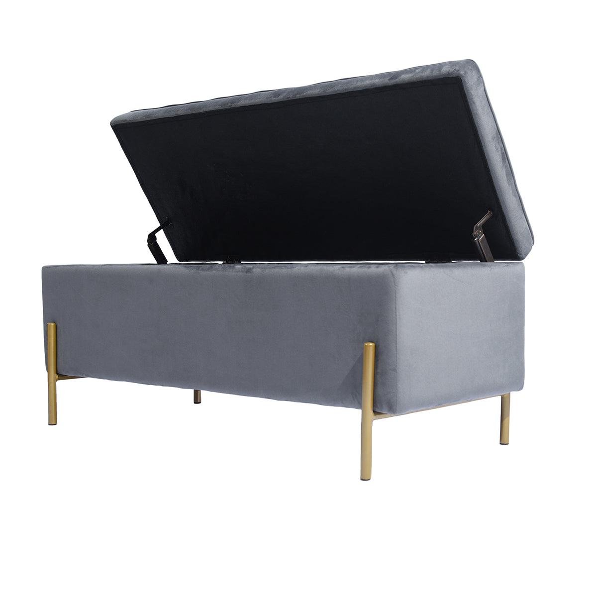 Storage Ottoman Bench Velvet Upholstered Footrest Stool Tudor