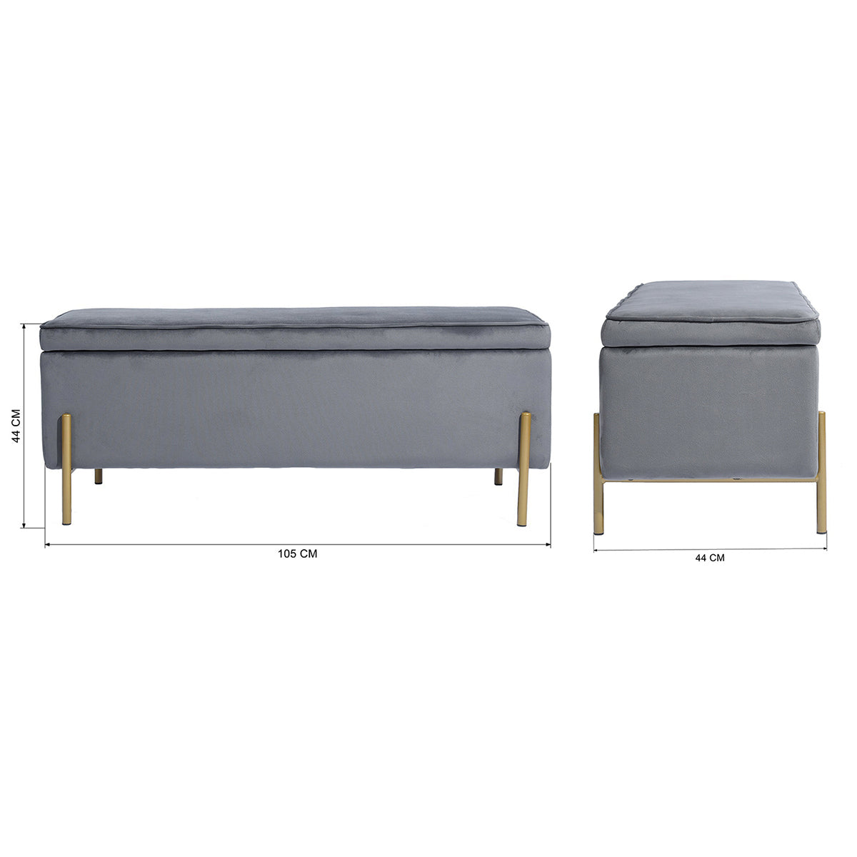 Storage Ottoman Bench Velvet Upholstered Footrest Stool Tudor