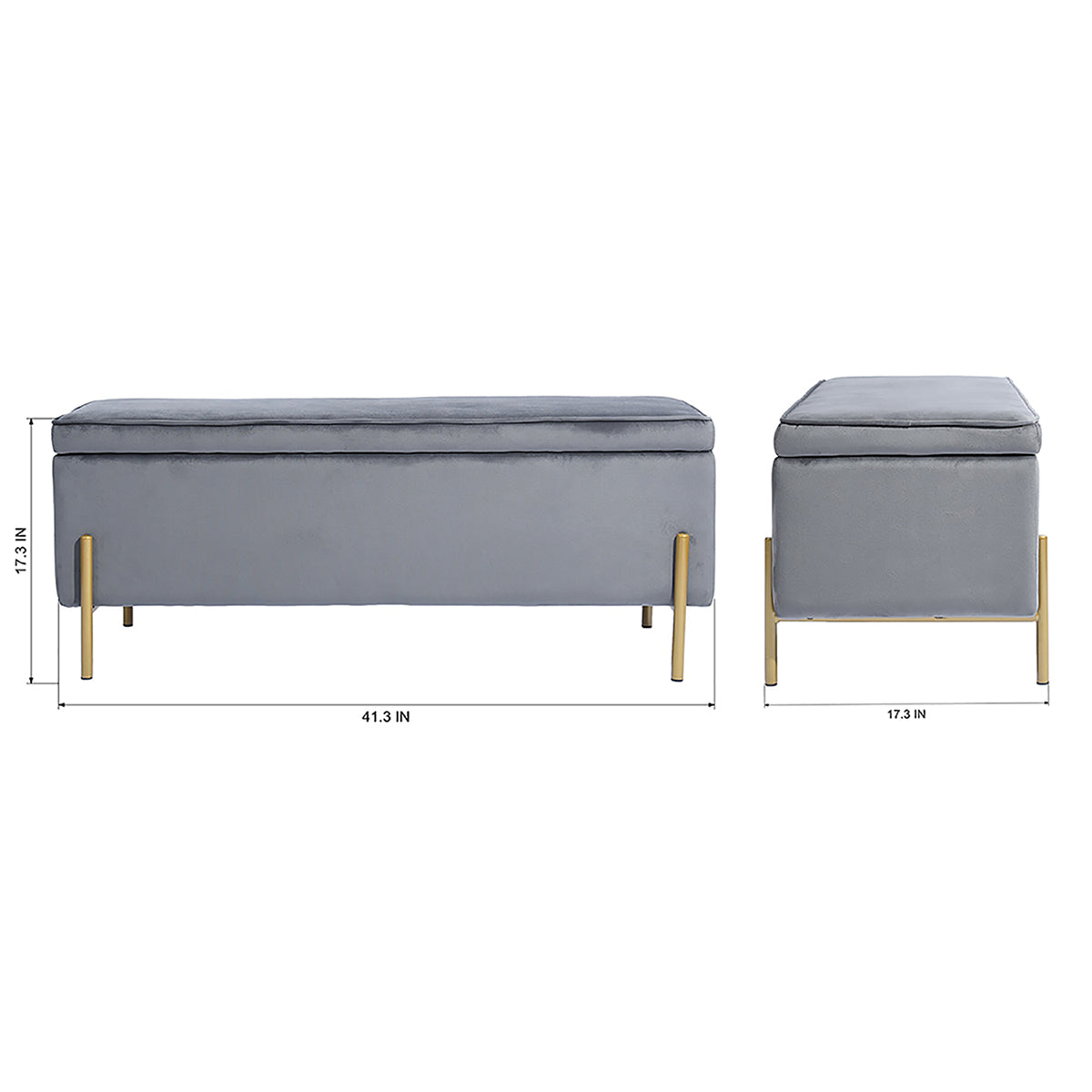 Storage Ottoman Bench Velvet Upholstered Footrest Stool Tudor