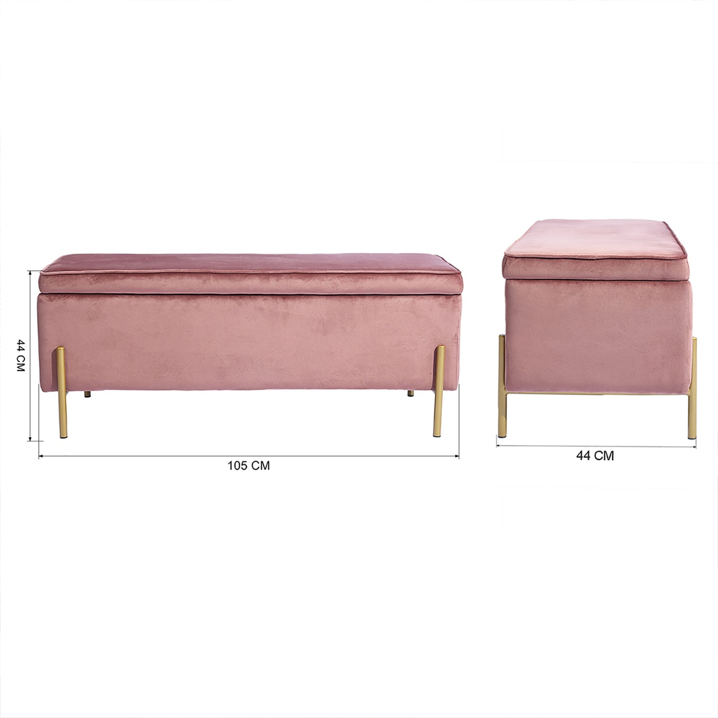 Storage Ottoman Bench Velvet Upholstered Footrest Stool Tudor