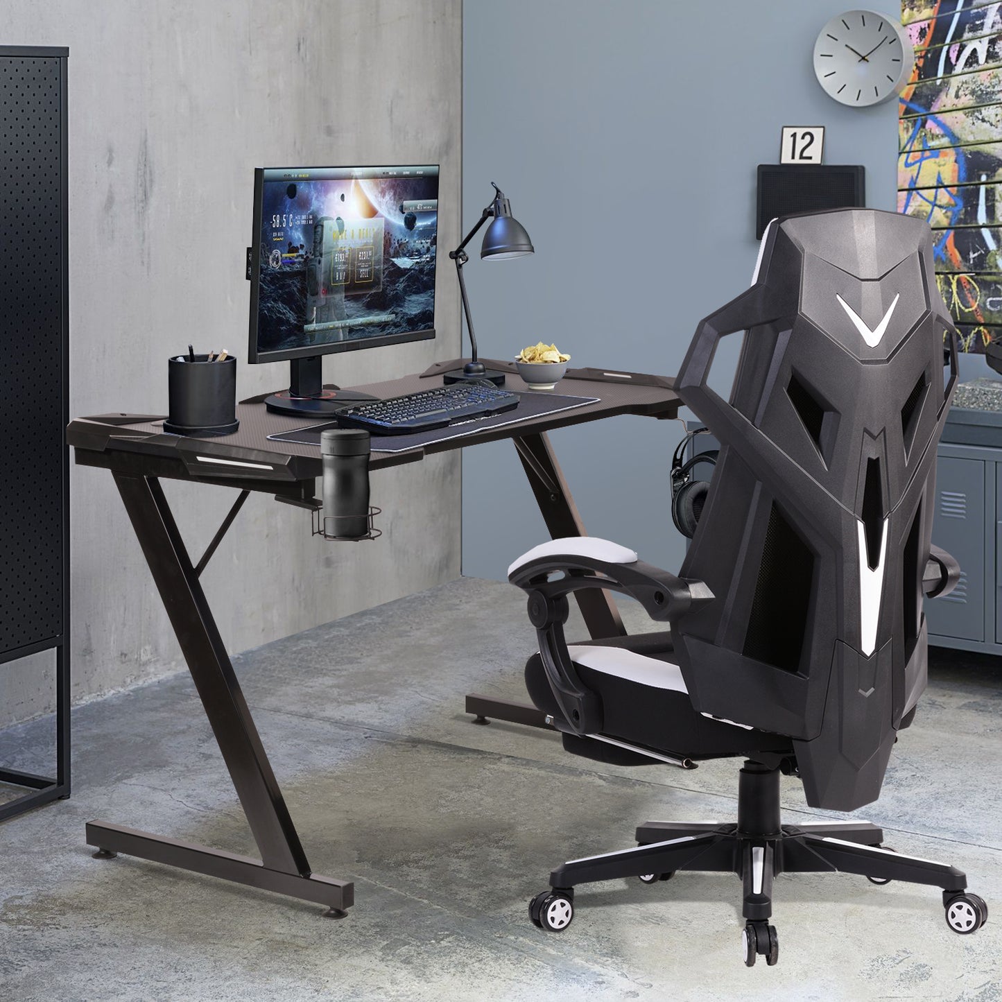 Gaming Desk K Shaped Computer Desk Office Workstation Wamer