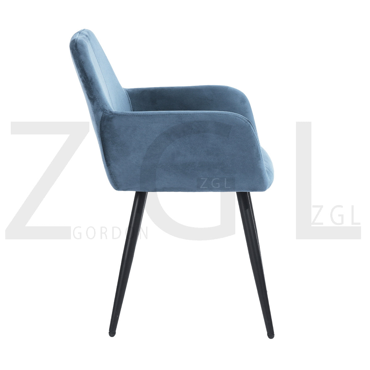 Dining Chairs Velvet Upholstered Metal Legs with Armrest Lyanco