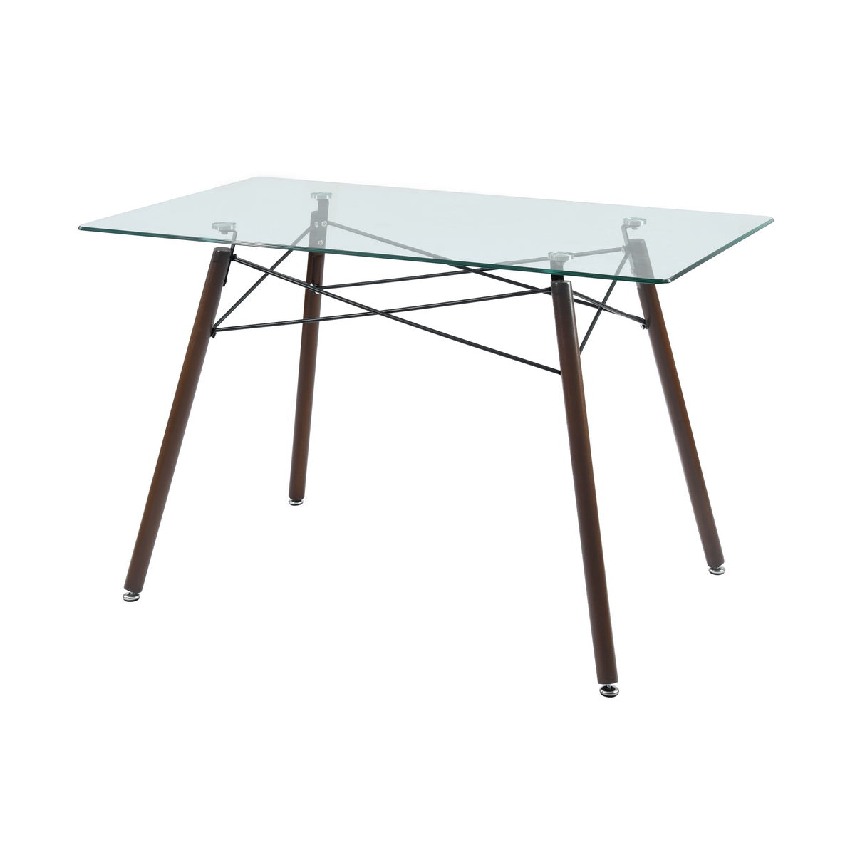 Modern Rectangular Glass Dining Table with Wooden Legs Zappa