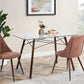 Modern Rectangular Glass Dining Table with Wooden Legs Zappa