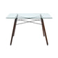 Modern Rectangular Glass Dining Table with Wooden Legs Zappa