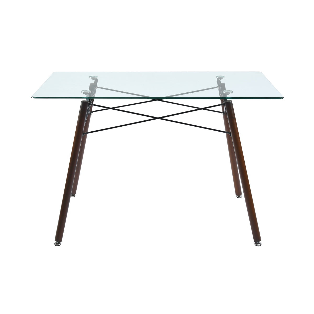Modern Rectangular Glass Dining Table with Wooden Legs Zappa