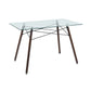 Modern Rectangular Glass Dining Table with Wooden Legs Zappa