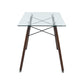 Modern Rectangular Glass Dining Table with Wooden Legs Zappa