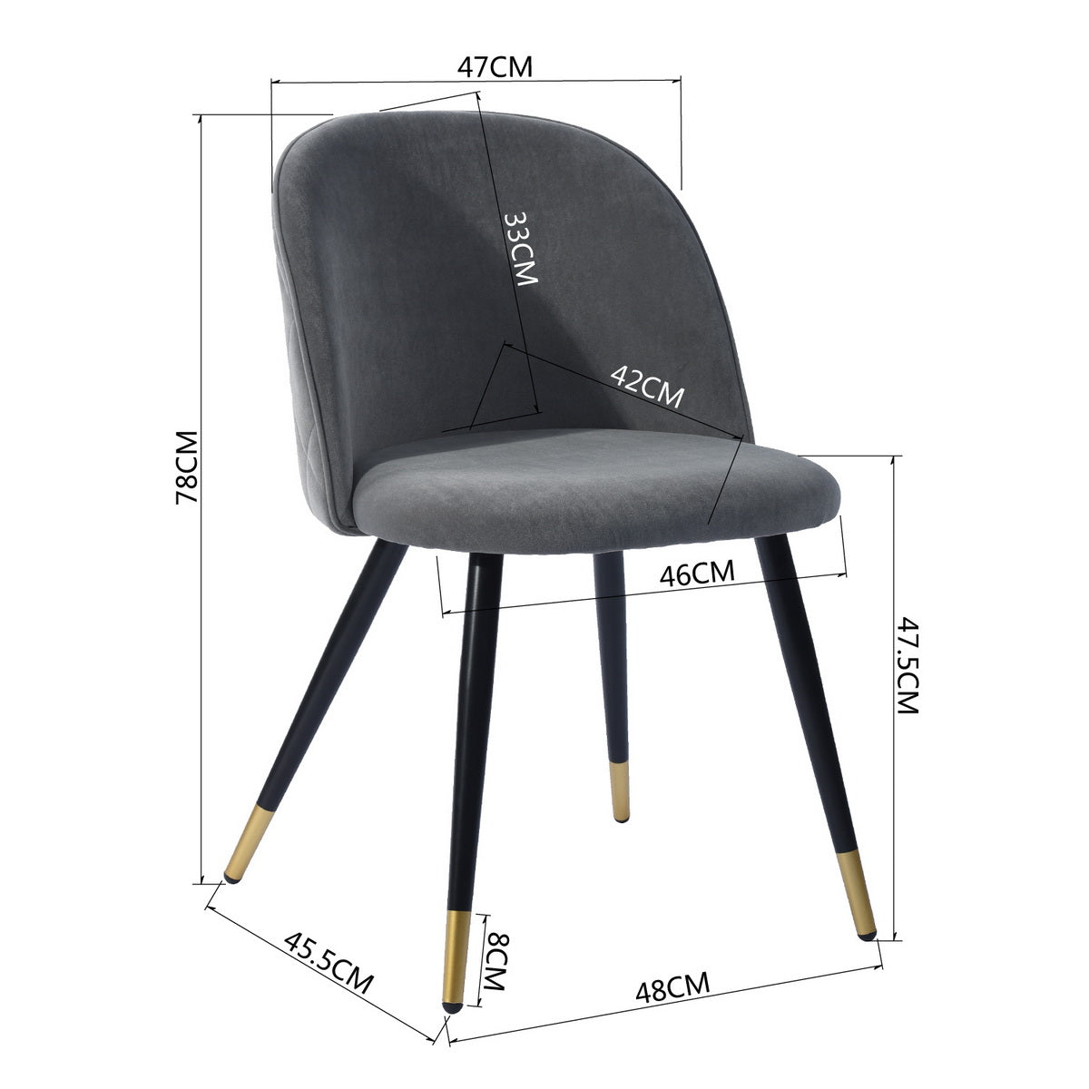 Dining Chairs Velvet Upholstered Metal Legs Kitchen Side Chair Zomba