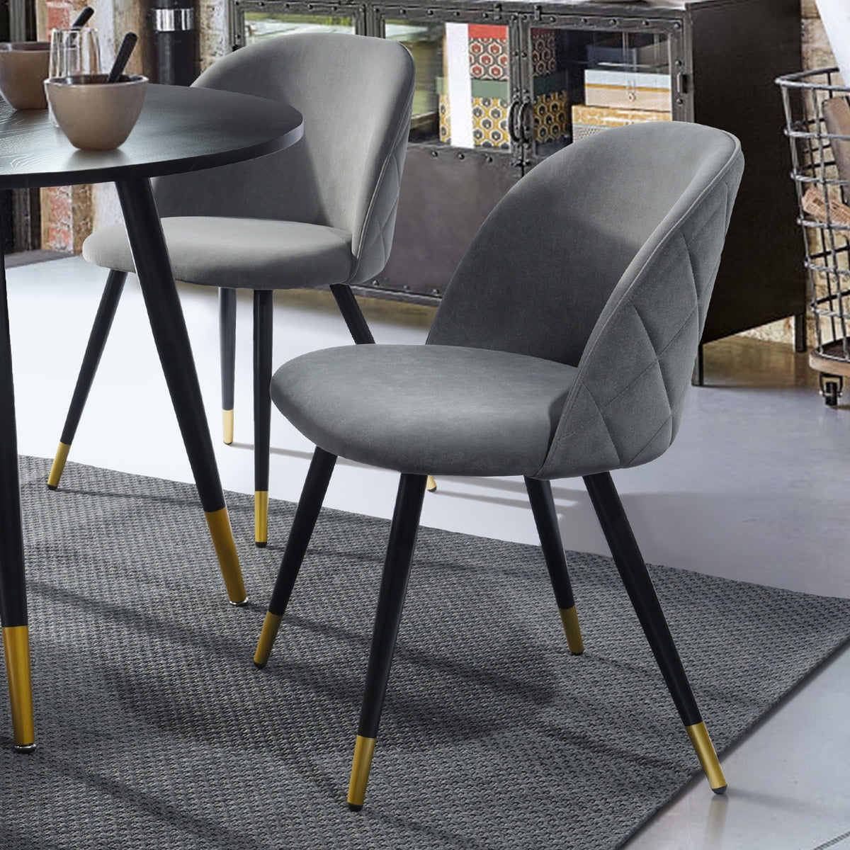 Dining Chairs Velvet Upholstered Metal Legs Kitchen Side Chair Zomba