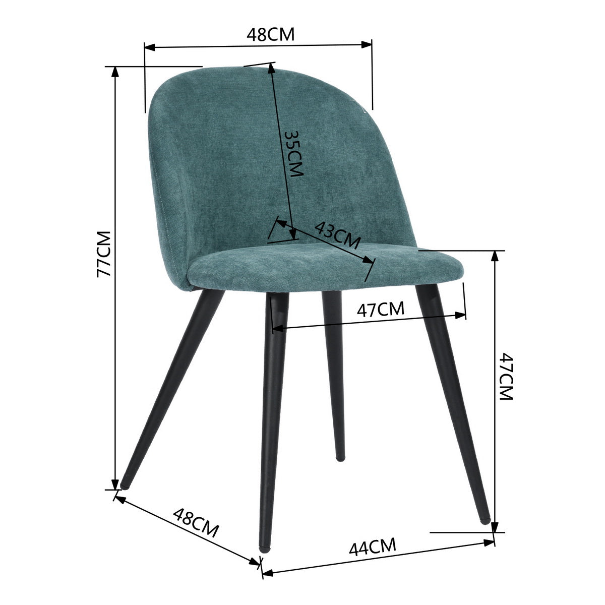 Dining Chairs Fabric Upholstered Metal Legs Kitchen Side Chair Zomba