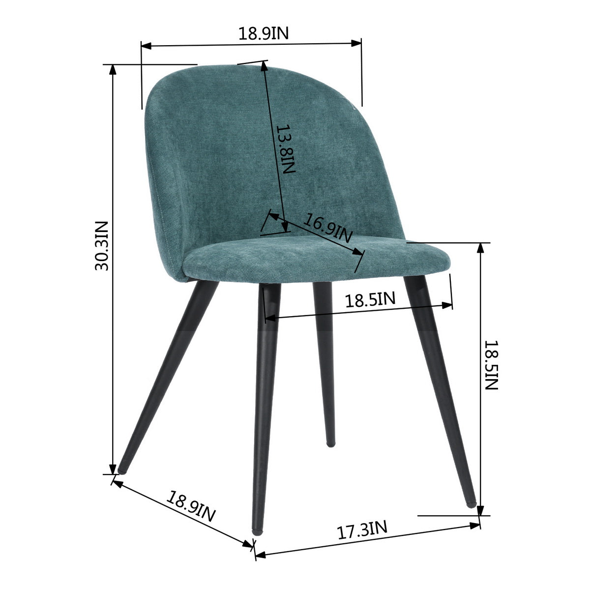 Dining Chairs Fabric Upholstered Metal Legs Kitchen Side Chair Zomba