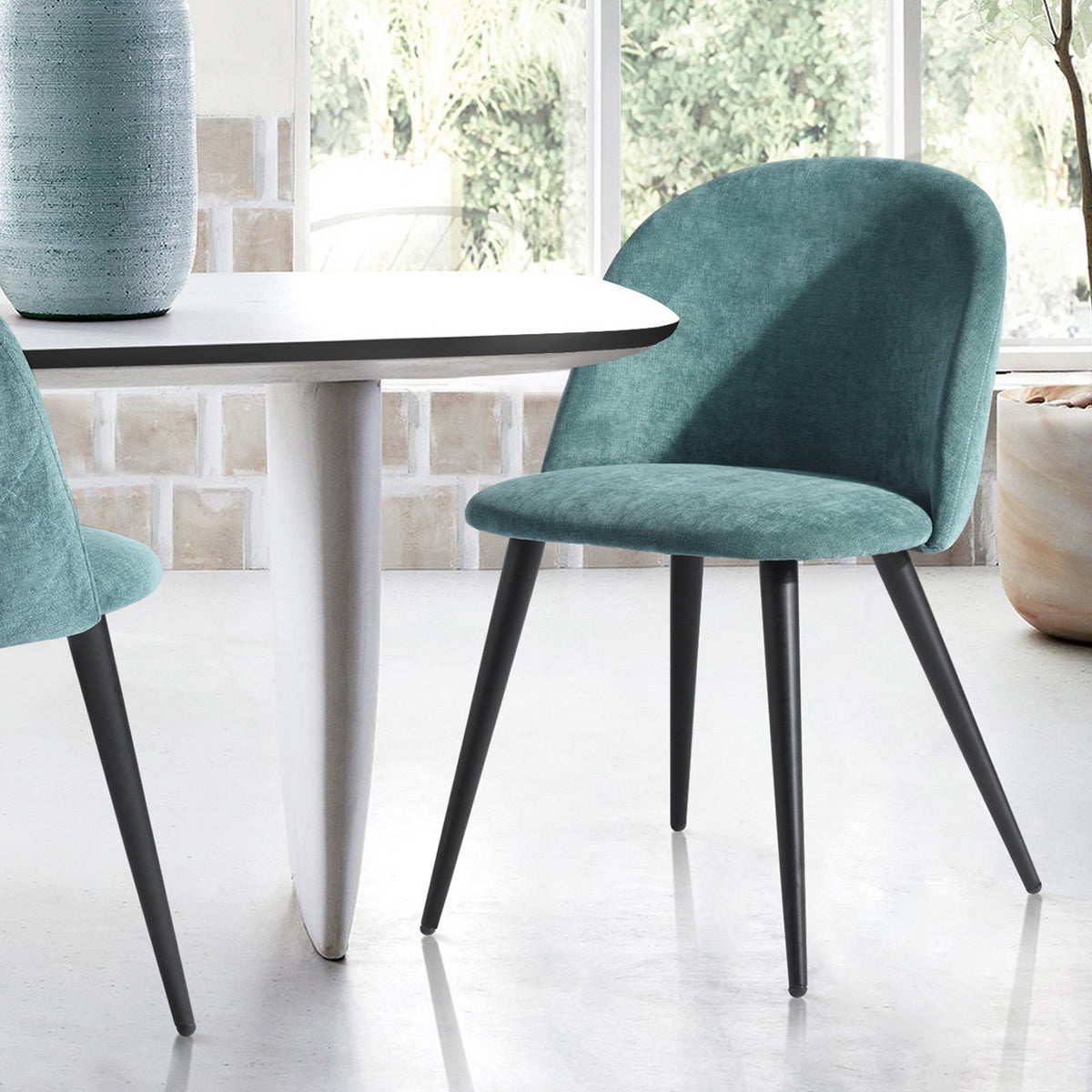 Dining Chairs Fabric Upholstered Metal Legs Kitchen Side Chair Zomba