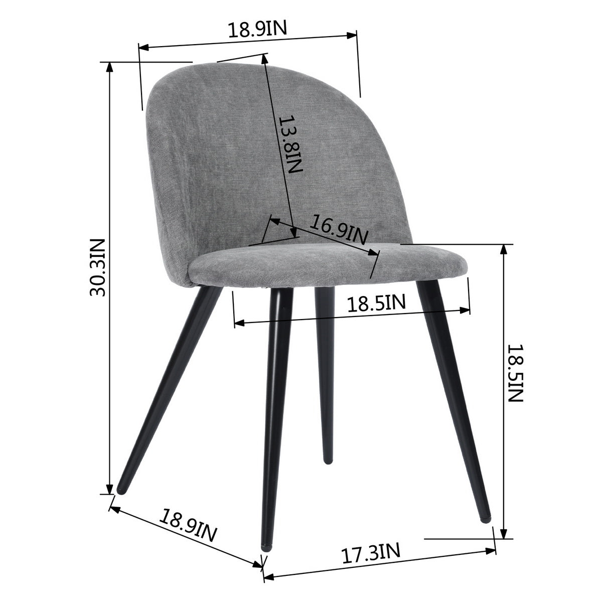 Dining Chairs Fabric Upholstered Metal Legs Kitchen Side Chair Zomba