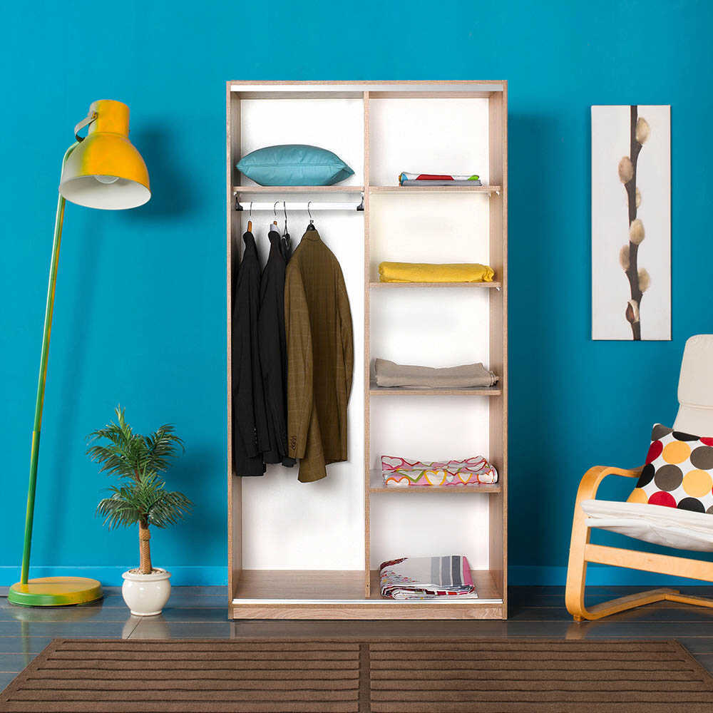 Wardrobe W/ Two Sliding Doors Sonoma & White SWD