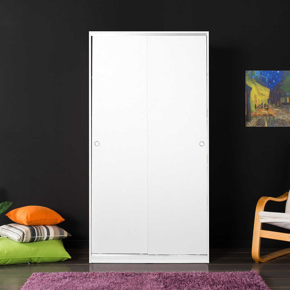 Wardrobe W/ Two Sliding Doors White SWD