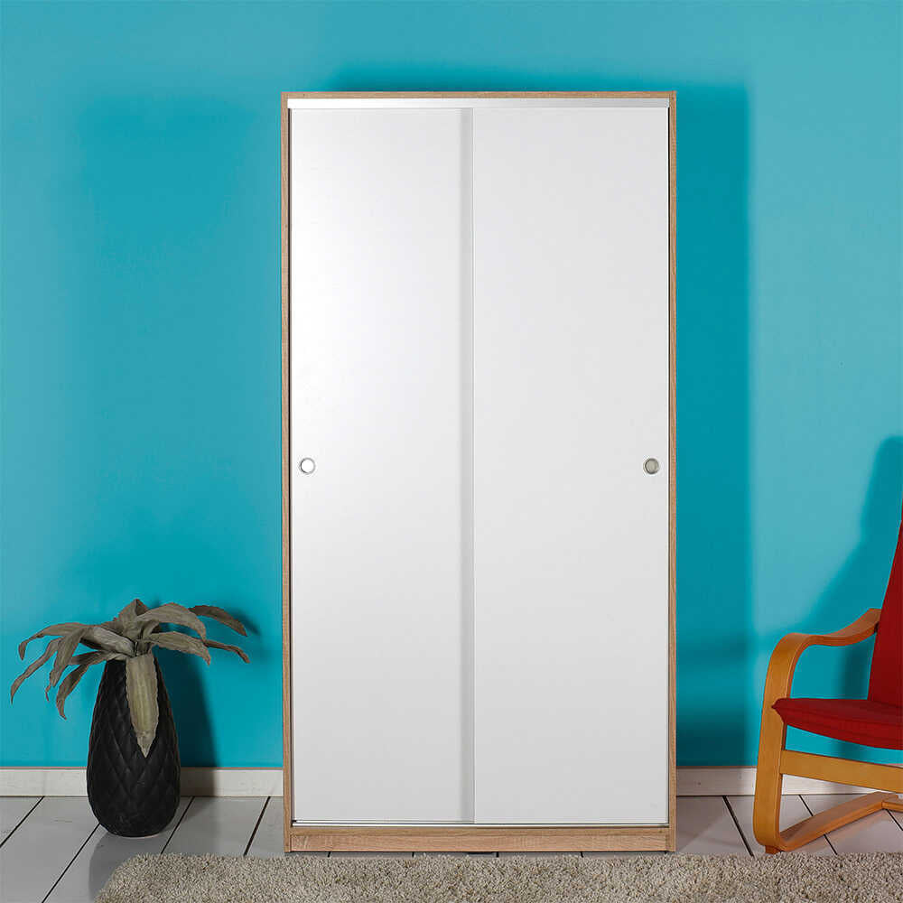 Wardrobe W/ Two Sliding Doors Sonoma & White SWD
