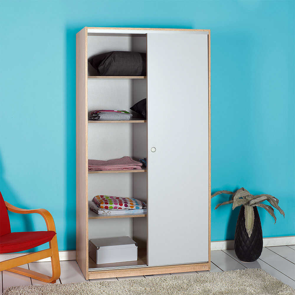 Wardrobe W/ Two Sliding Doors Sonoma & White SWD