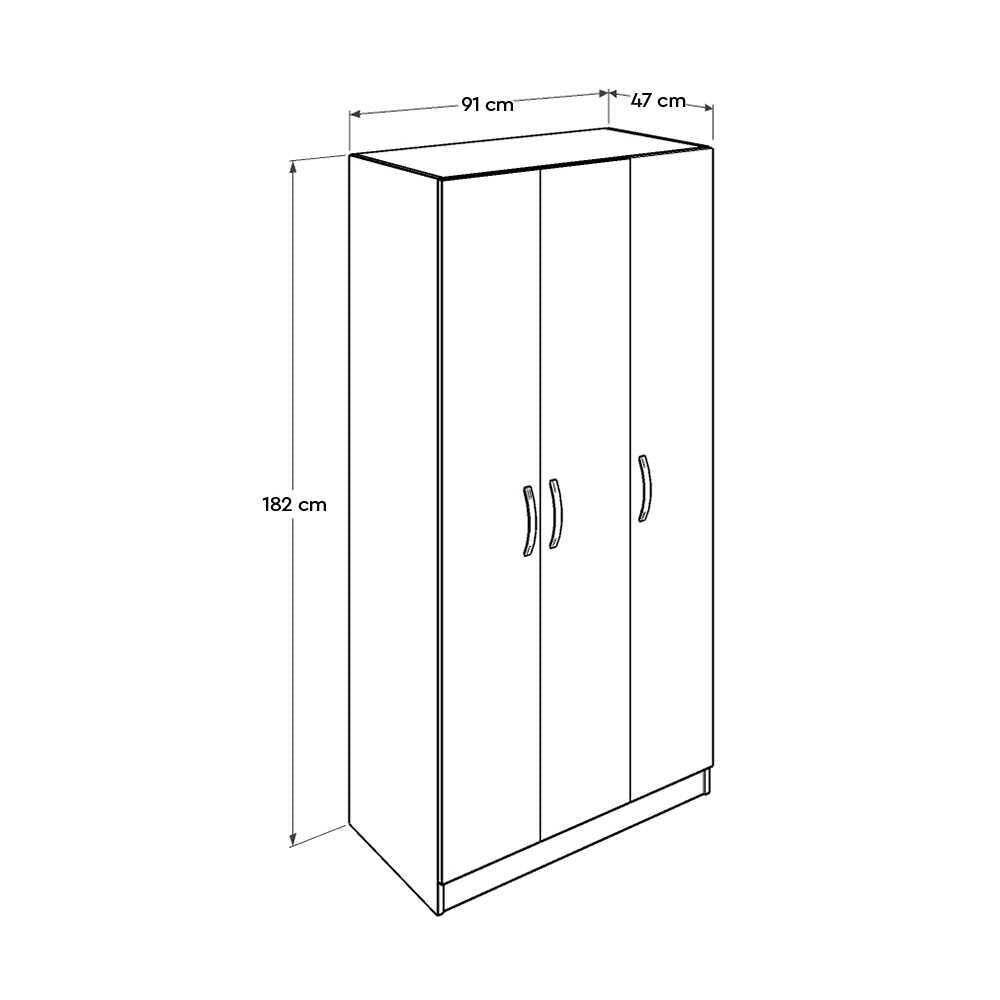 Bodrum Wardrobe W/ Three Doors White TPG