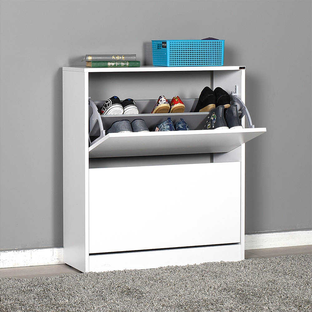 Shoe Cabinet W/ Two Section White SHC