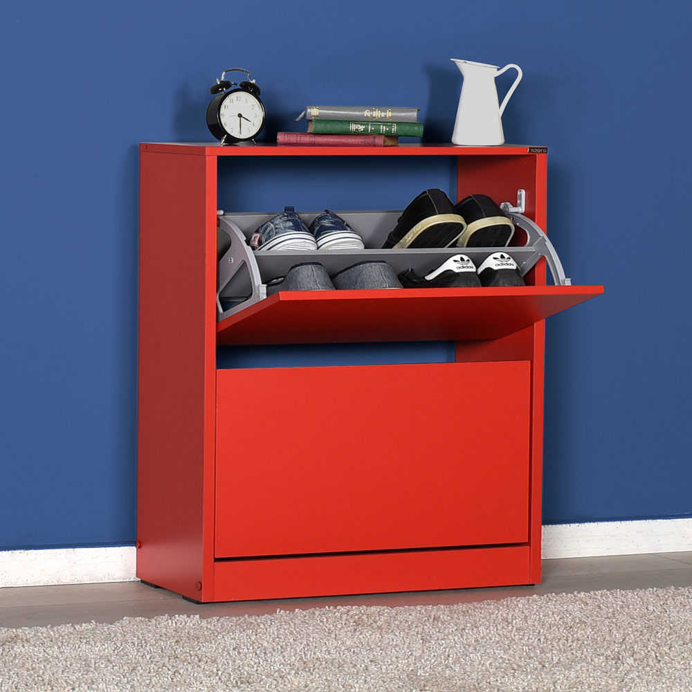 Shoe Cabinet W/ Two Section Red SHC