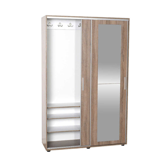 Hallstand & Shoe Cabinet W/ Sliding Doors & Mirror Latte PRT