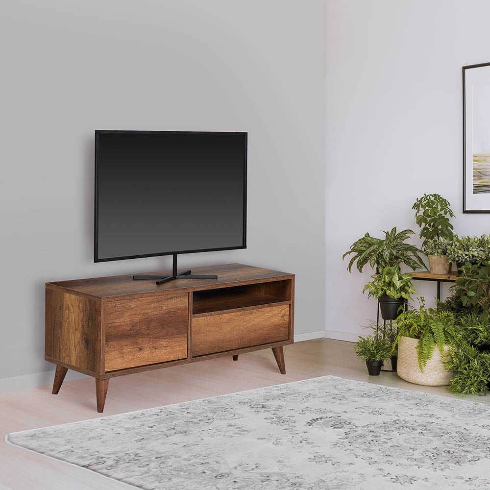 Retro Tv Stand W/ One Drawer & One Section Oslo Walnut TVR