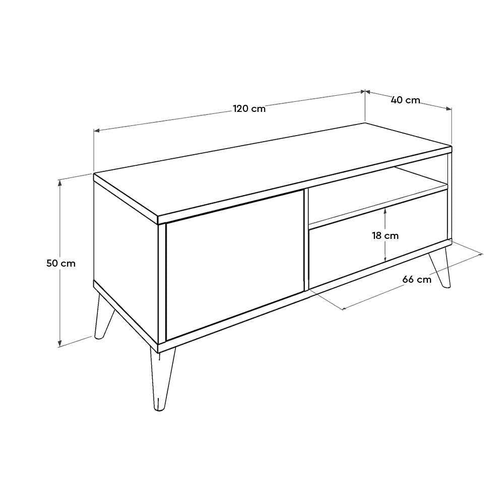 Retro Tv Stand W/ One Drawer & One Section Oslo Walnut TVR