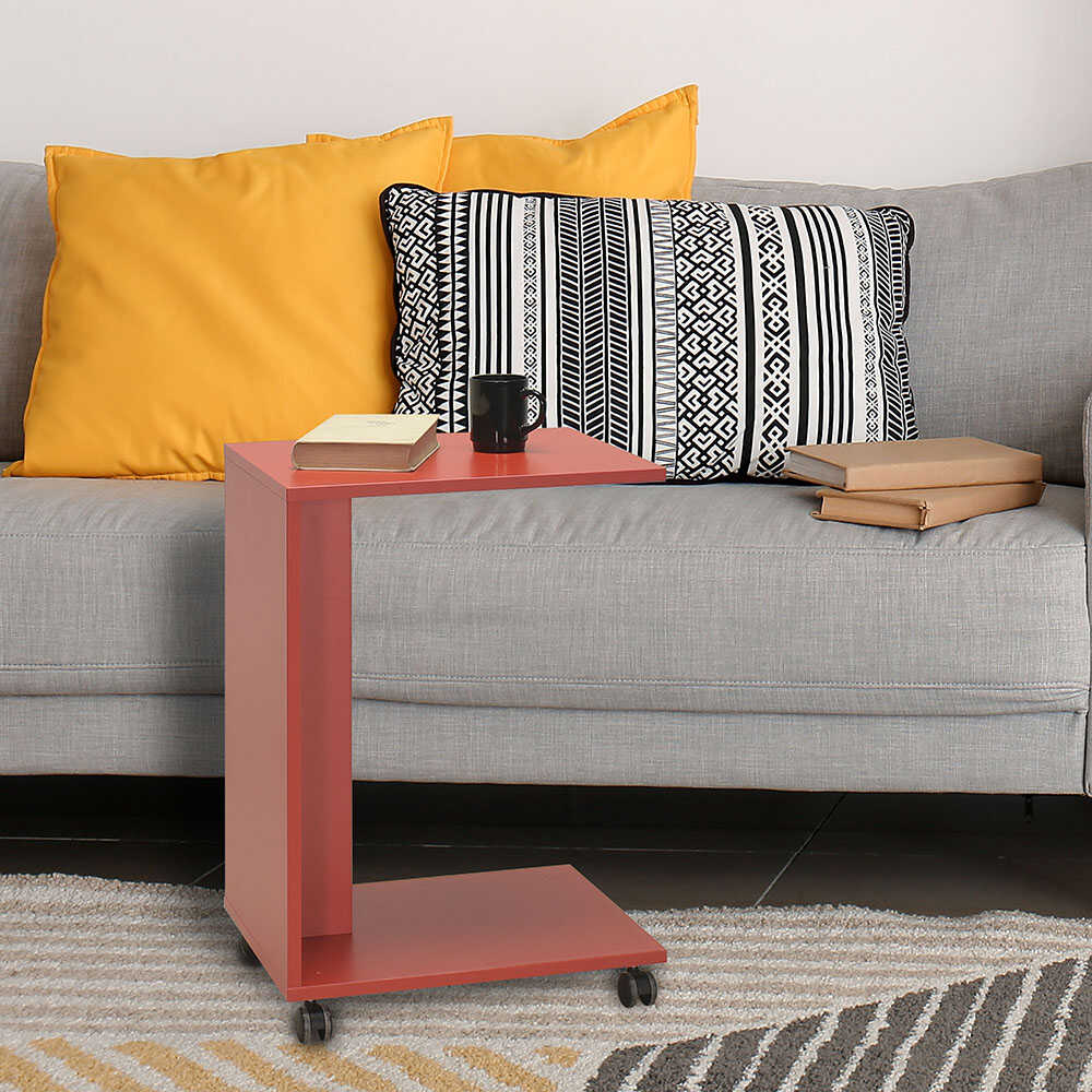 Side Table With Wheels Red SHP