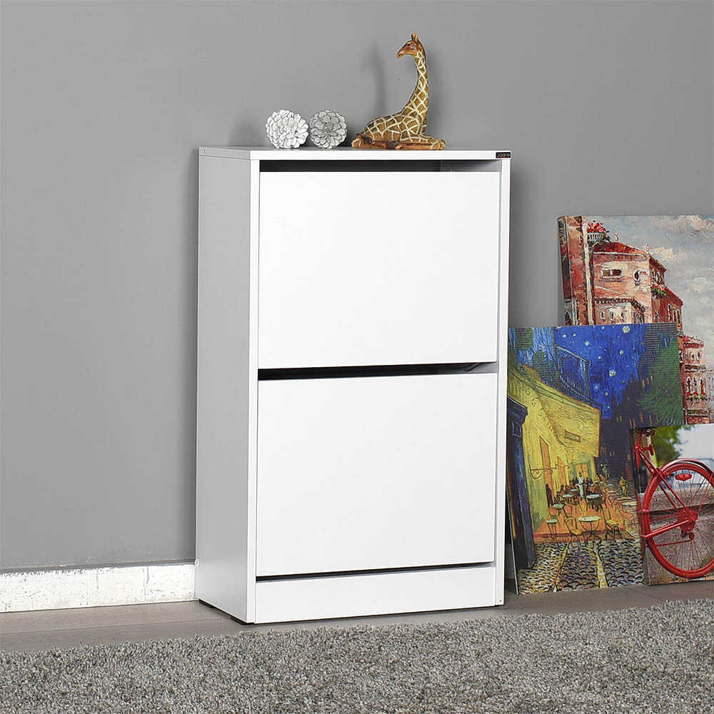 Shoe Cabinet W/ Two Section White SHC