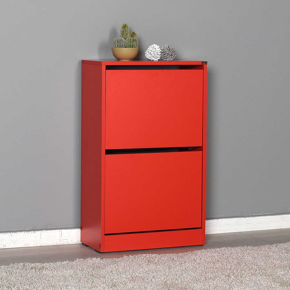 Shoe Cabinet W/ Two Section Red SHC