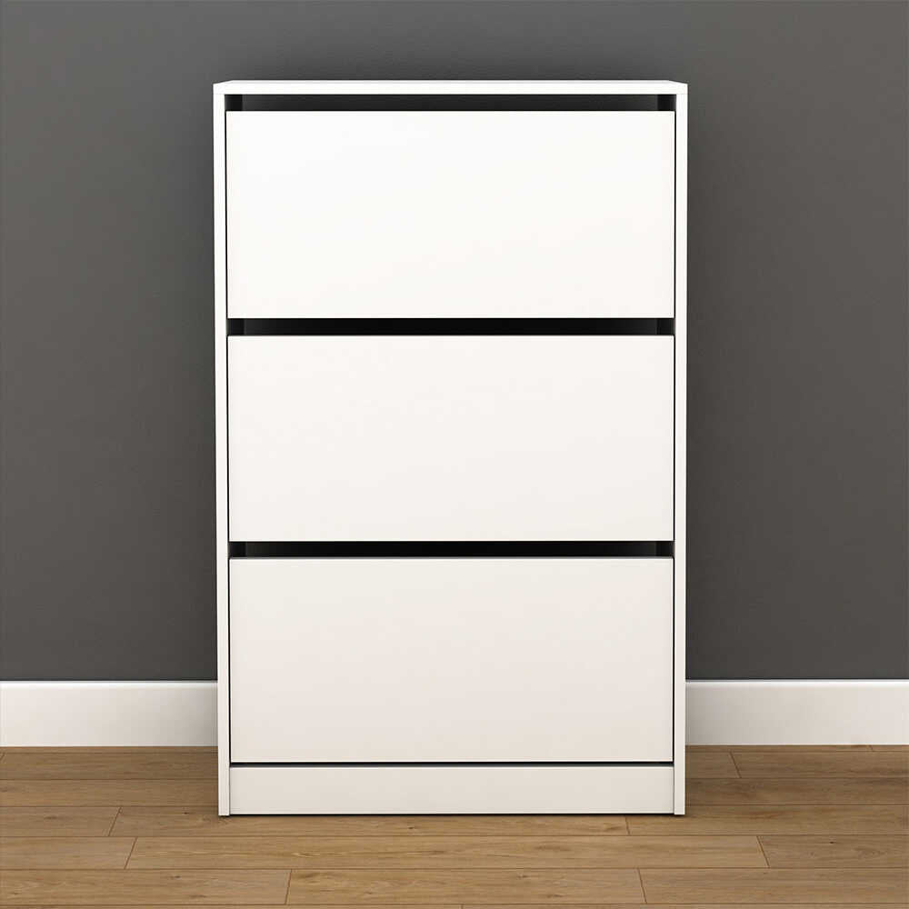 Shoe Cabinet W/ Three Section White SHC