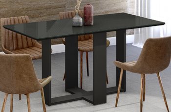 Dining Table Easy 1,2M With Glass (Chairs Not Included)  Black